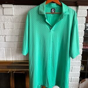 FootJoy Diamond Print Lisle Classic Green Golf Polo Short Sleeve Collar Shirt XL